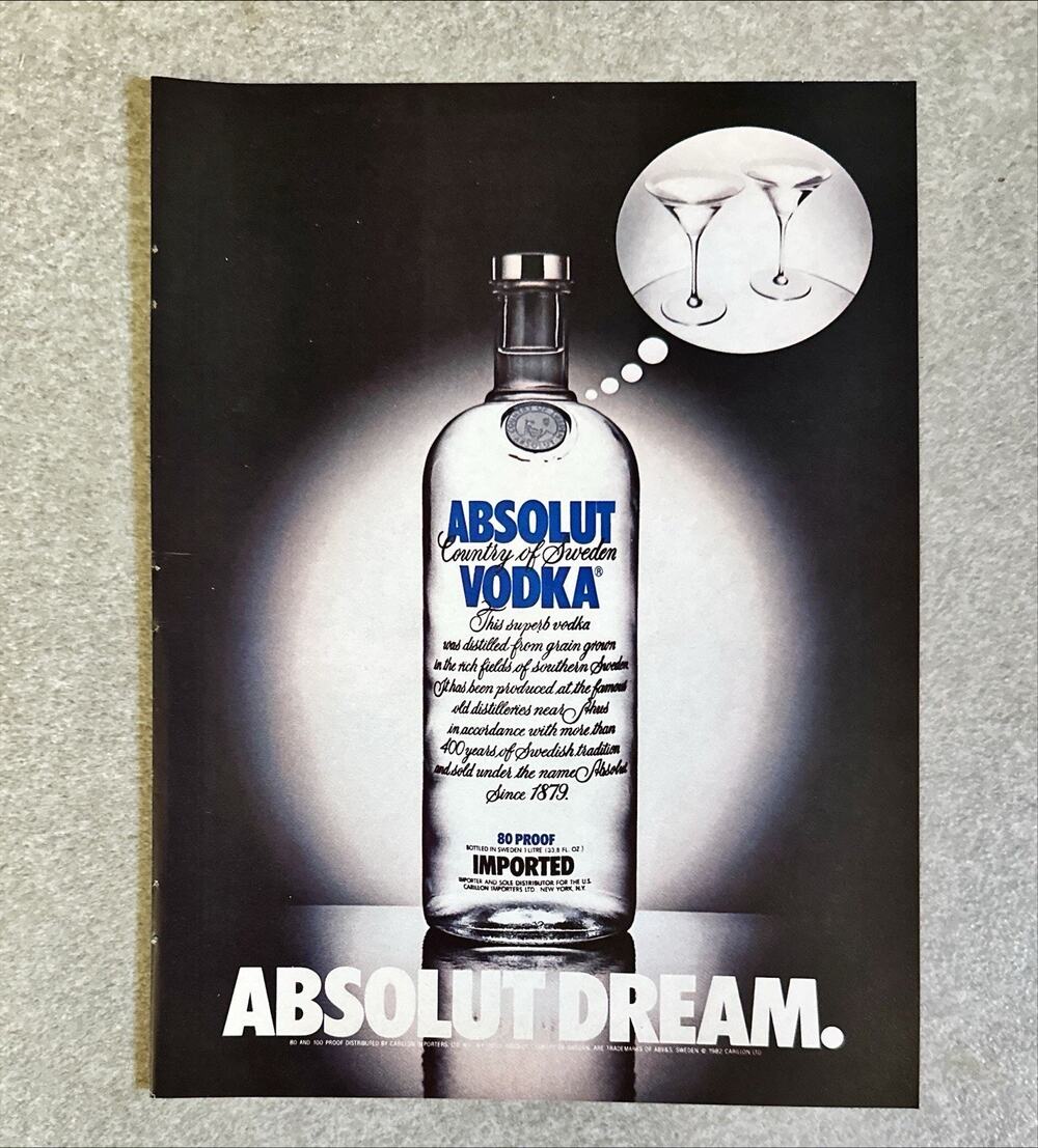 1982 Print Ad Absolut Dream Sweden Vodka